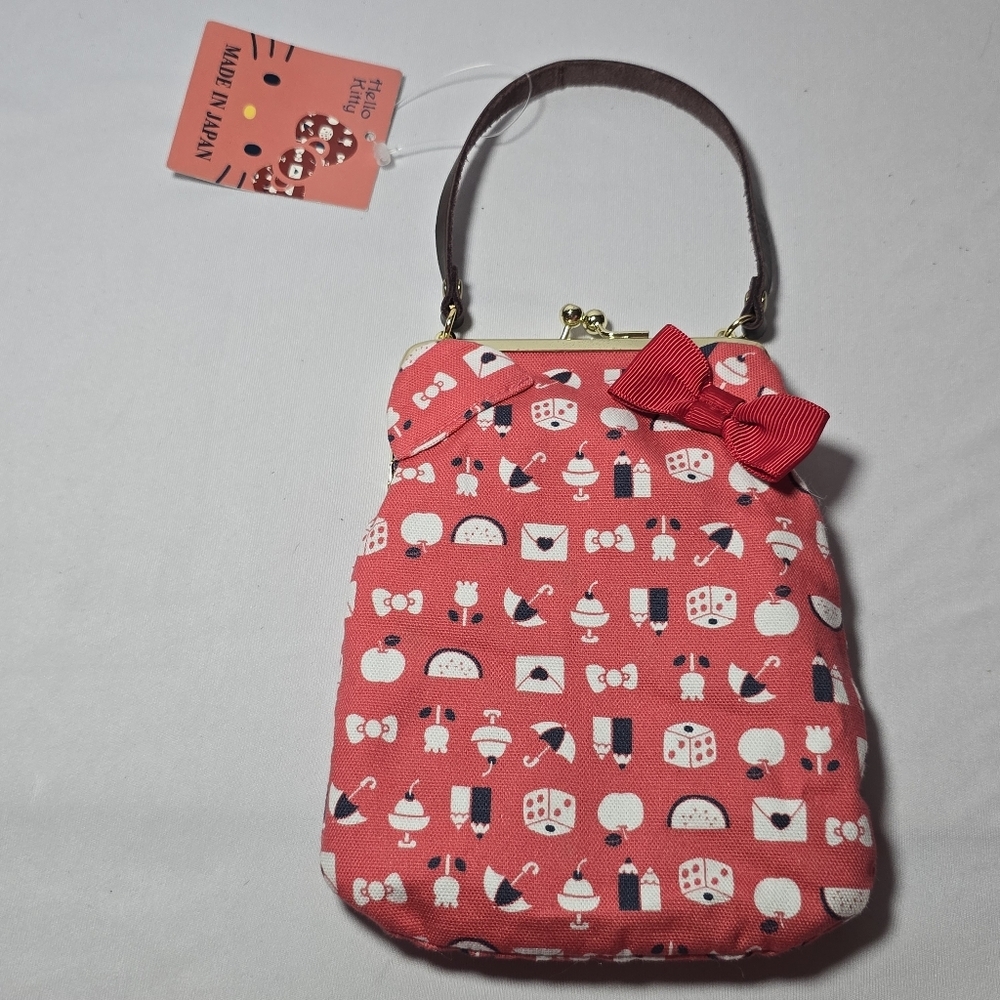 Sanrio Hello Kitty Coin Purse Bag Kissing Clasp Ice Cream Bows Made In Japan
